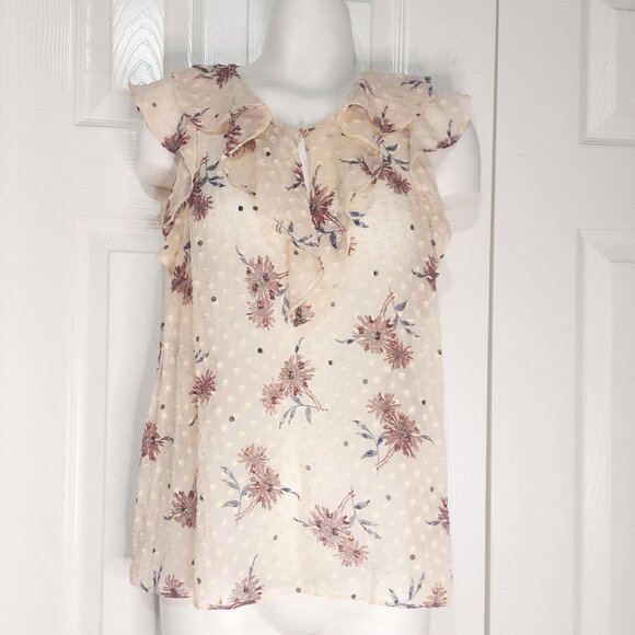 Joie "Eddison" Floral Ruffle Boho/Peasant Inspired Blouse - Picture 2 of 10